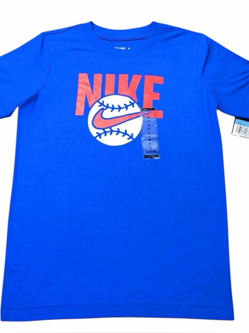 Nike Boys Medium (10-12) Baseball Graphic T-Shirt NWT Blue cotton Athletic Tee